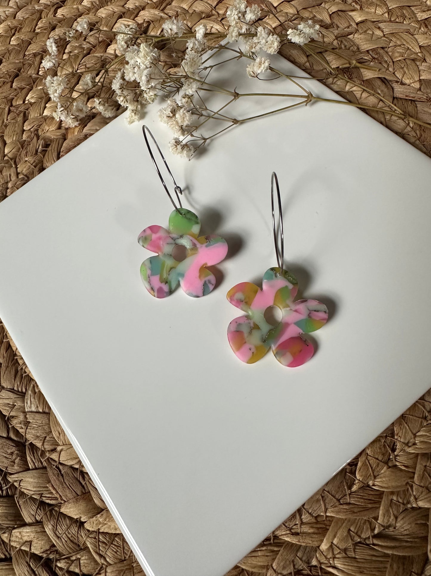 Stained Glass Flower Hoops