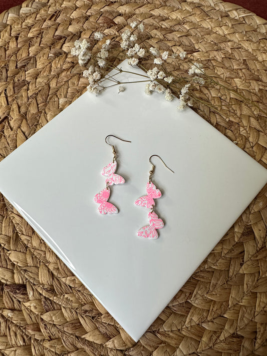 Pink Butterfly Dangles