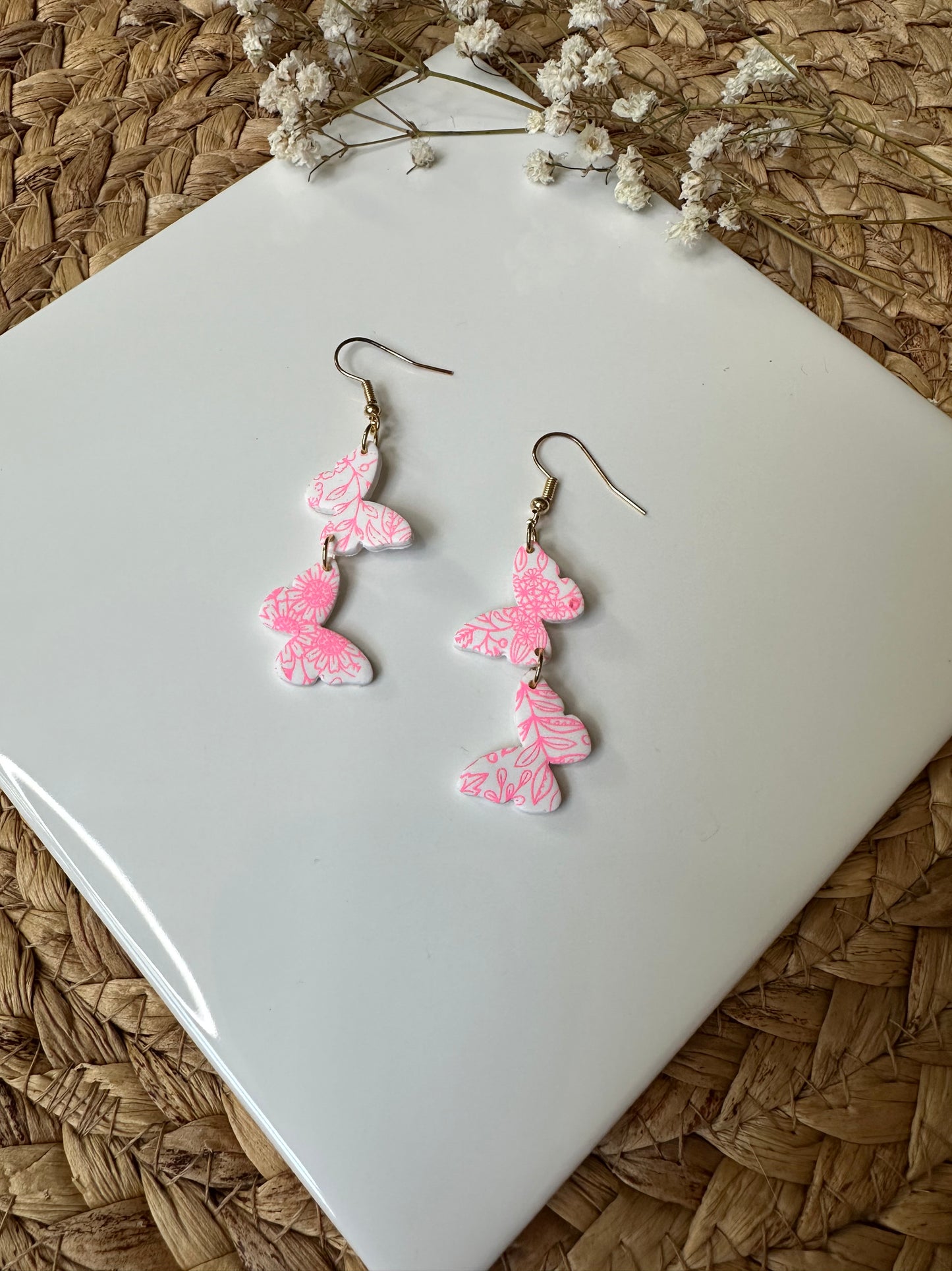 Pink Butterfly Dangles