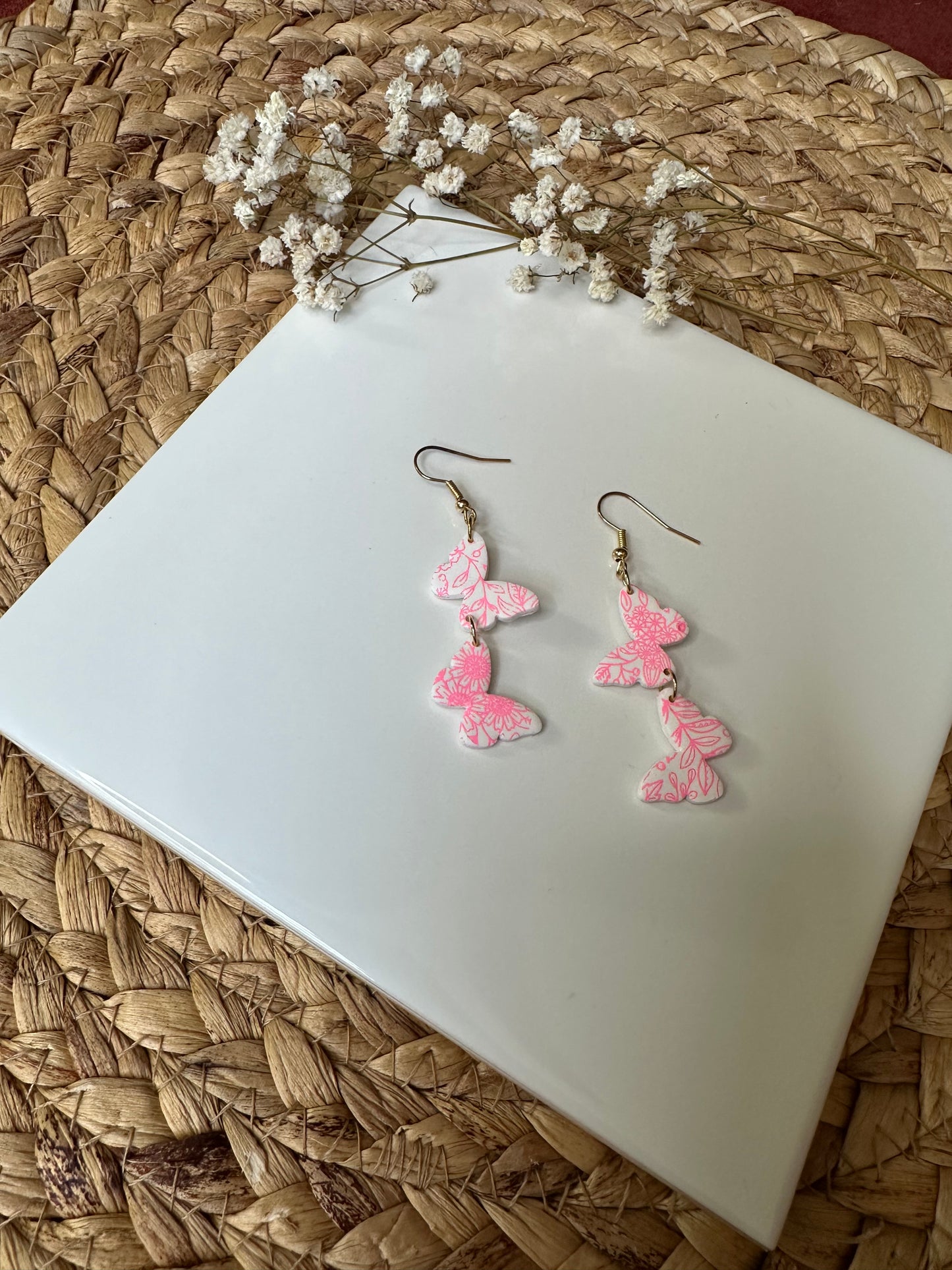 Pink Butterfly Dangles